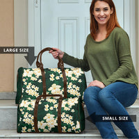 Hawaii Hibiscus Plumeria Green Travel Bag Polynesian Pattern
