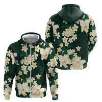 Hawaii Hibiscus Plumeria Green Zip Hoodie Polynesian Pattern LT01 - Polynesian Pride