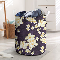 Hawaii Hibiscus Plumeria Purple Laundry Basket Polynesian Pattern