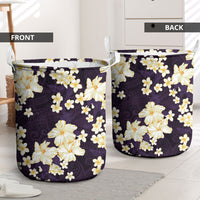 Hawaii Hibiscus Plumeria Purple Laundry Basket Polynesian Pattern