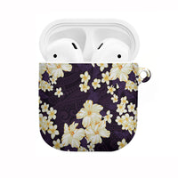 Hawaii Hibiscus Plumeria Purple AirPods Case Polynesian Pattern