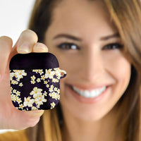 Hawaii Hibiscus Plumeria Purple AirPods Case Polynesian Pattern