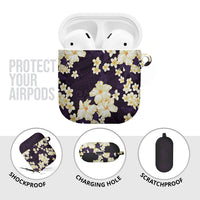 Hawaii Hibiscus Plumeria Purple AirPods Case Polynesian Pattern