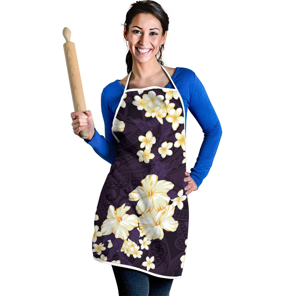 Hawaii Hibiscus Plumeria Purple Apron Polynesian Pattern LT01 - Polynesian Pride
