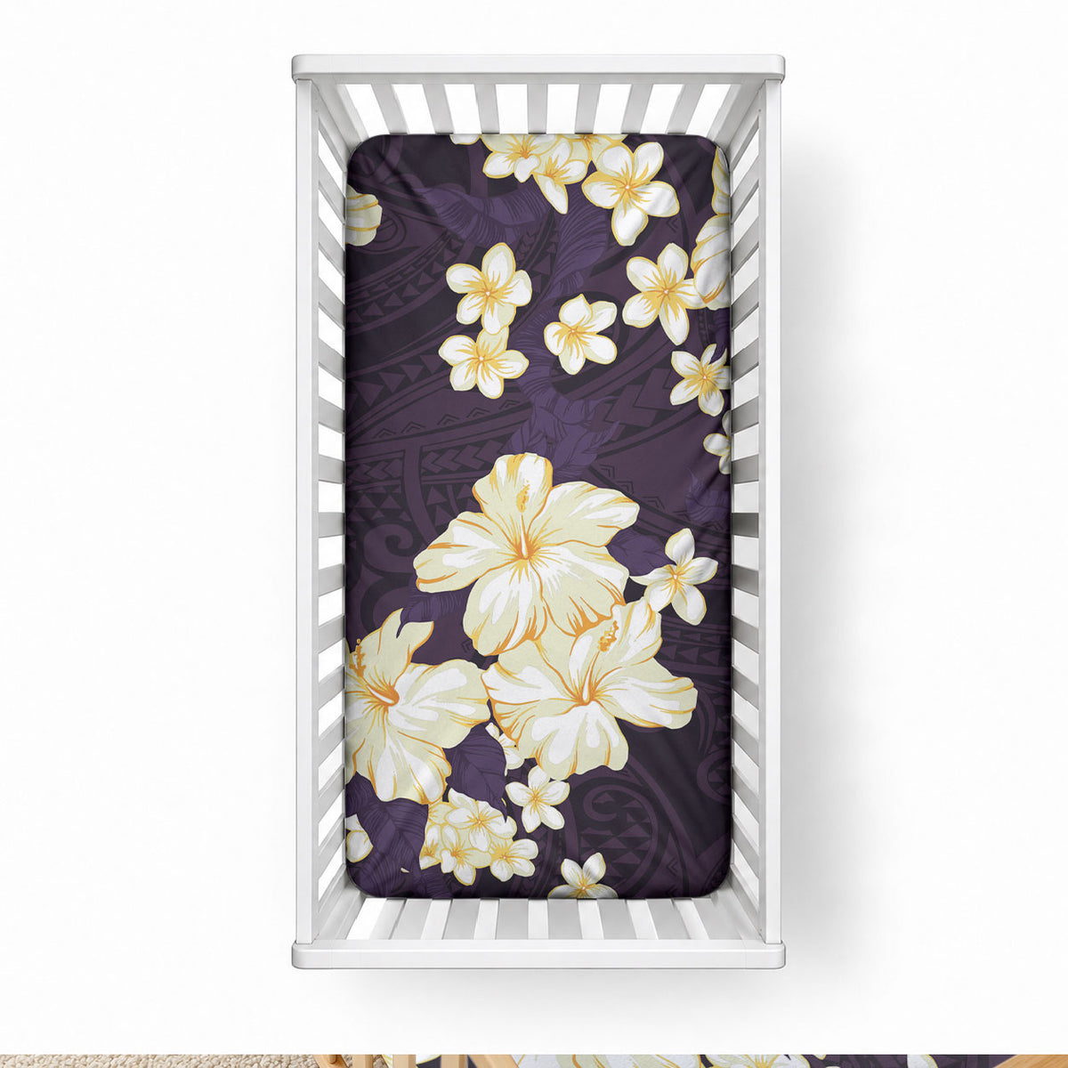 Hawaii Hibiscus Plumeria Purple Baby Bed Cover Polynesian Pattern LT01 28 × 52 in Purple - Polynesian Pride