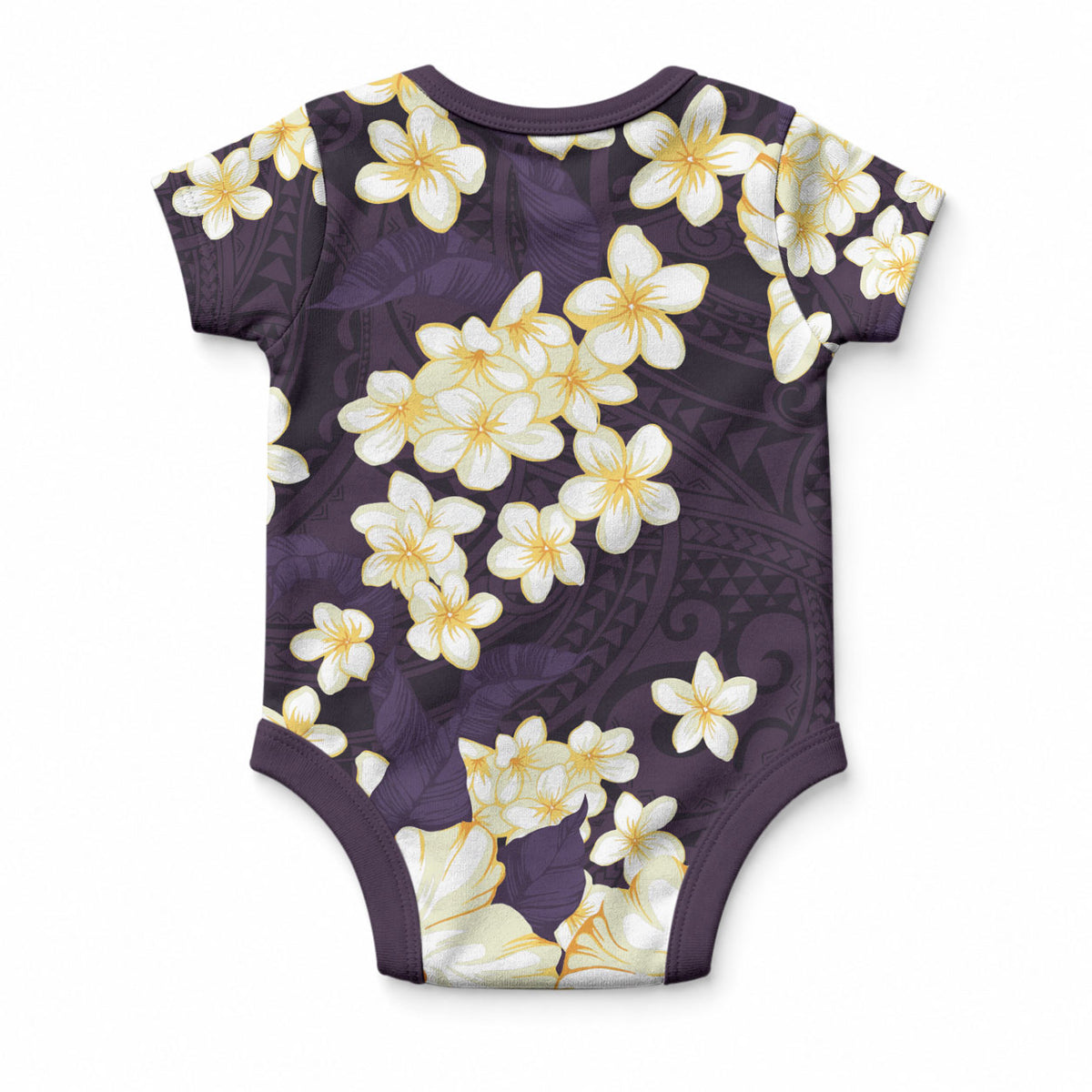 Hawaii Hibiscus Plumeria Purple Baby Onesie Polynesian Pattern