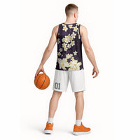 Hawaii Hibiscus Plumeria Purple Basketball Jersey Polynesian Pattern
