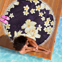Hawaii Hibiscus Plumeria Purple Beach Blanket Polynesian Pattern