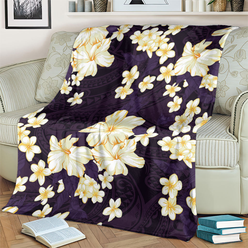 Hawaii Hibiscus Plumeria Purple Blanket Polynesian Pattern LT01 - Polynesian Pride
