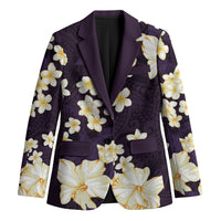 Hawaii Hibiscus Plumeria Purple Blazer Polynesian Pattern