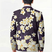 Hawaii Hibiscus Plumeria Purple Blazer Polynesian Pattern