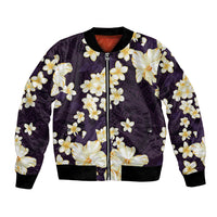 Hawaii Hibiscus Plumeria Purple Bomber Jacket Polynesian Pattern