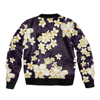 Hawaii Hibiscus Plumeria Purple Bomber Jacket Polynesian Pattern