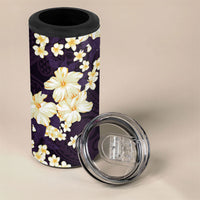 Hawaii Hibiscus Plumeria Purple 4 in 1 Can Cooler Tumbler Polynesian Pattern
