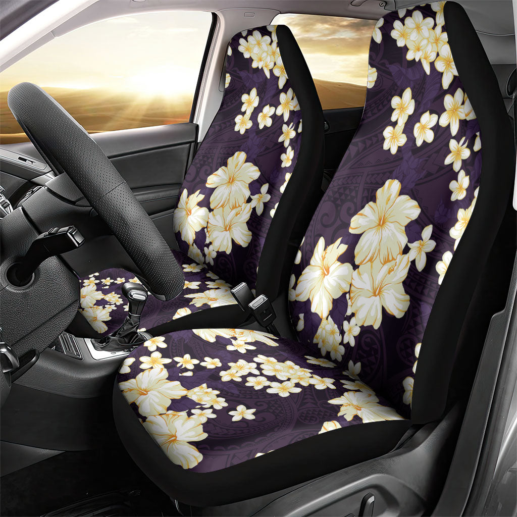 Hawaii Hibiscus Plumeria Purple Car Seat Cover Polynesian Pattern