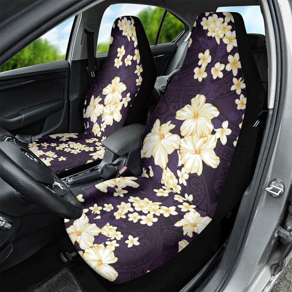 Hawaii Hibiscus Plumeria Purple Car Seat Cover Polynesian Pattern