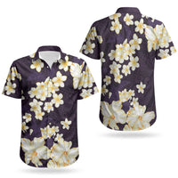 Hawaii Hibiscus Plumeria Purple Couples Matching Mermaid Dress and Hawaiian Shirt Polynesian Pattern