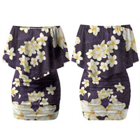 Hawaii Hibiscus Plumeria Purple Couples Matching Off Shoulder Short Dress and Hawaiian Shirt Polynesian Pattern