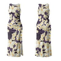 Hawaii Hibiscus Plumeria Purple Couples Matching Tank Maxi Dress and Hawaiian Shirt Polynesian Pattern
