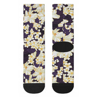 Hawaii Hibiscus Plumeria Purple Crew Socks Polynesian Pattern LT01 - Polynesian Pride
