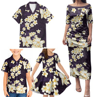 Hawaii Hibiscus Plumeria Purple Family Matching Puletasi and Hawaiian Shirt Polynesian Pattern