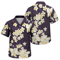 Hawaii Hibiscus Plumeria Purple Family Matching Tank Maxi Dress and Hawaiian Shirt Polynesian Pattern