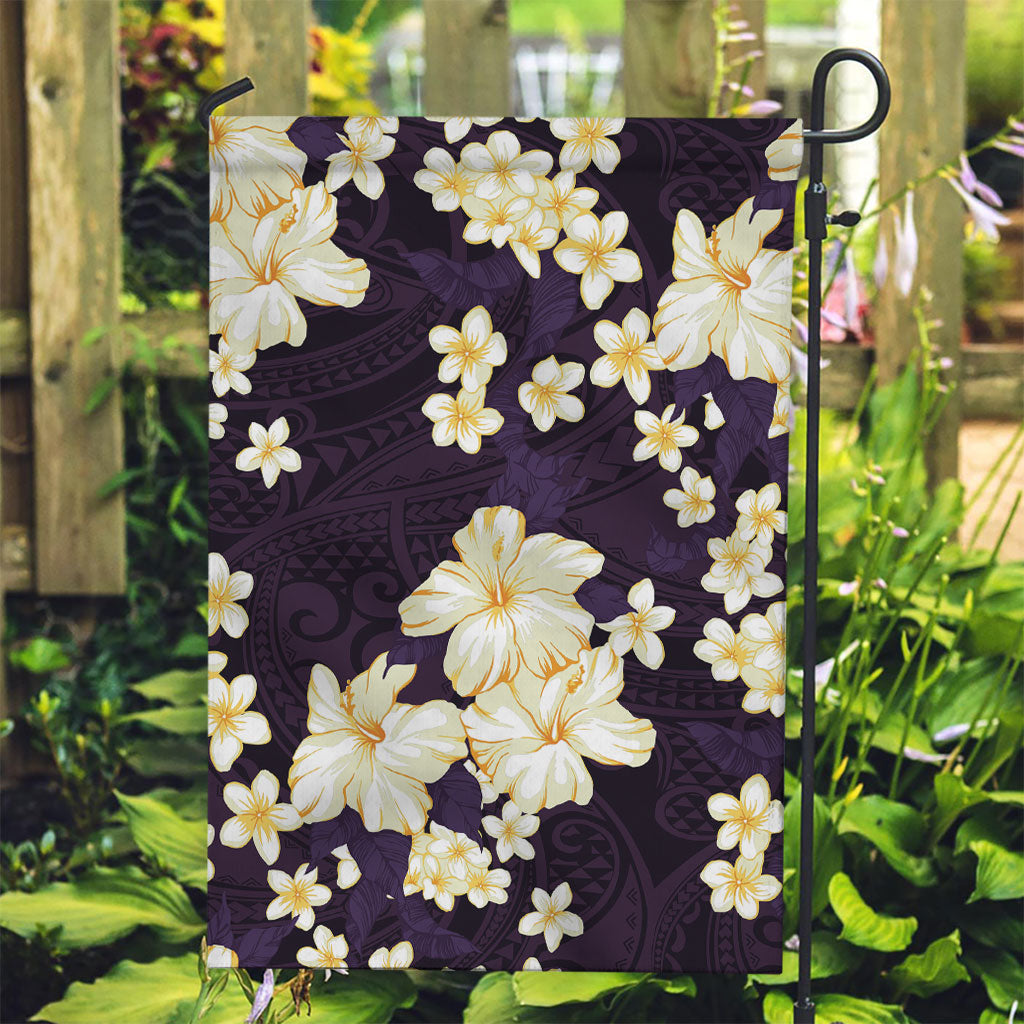 Hawaii Hibiscus Plumeria Purple Garden Flag Polynesian Pattern LT01 Garden Flag Purple - Polynesian Pride