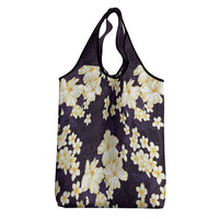 Hawaii Hibiscus Plumeria Purple Grocery Bag Polynesian Pattern