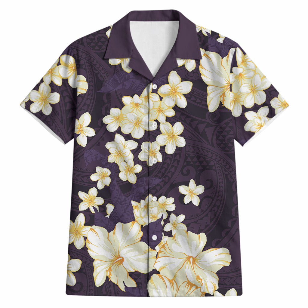Hawaii Hibiscus Plumeria Purple Hawaiian Shirt Polynesian Pattern LT01 Purple - Polynesian Pride