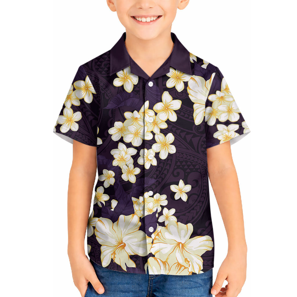 Hawaii Hibiscus Plumeria Purple Hawaiian Shirt Polynesian Pattern LT01 - Polynesian Pride