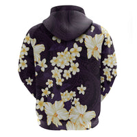 Hawaii Hibiscus Plumeria Purple Hoodie Polynesian Pattern