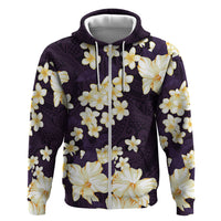 Hawaii Hibiscus Plumeria Purple Hoodie Polynesian Pattern