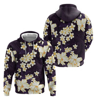 Hawaii Hibiscus Plumeria Purple Hoodie Polynesian Pattern