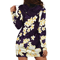 Hawaii Hibiscus Plumeria Purple Hoodie Dress Polynesian Pattern