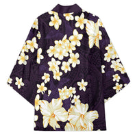 Hawaii Hibiscus Plumeria Purple Kimono Polynesian Pattern