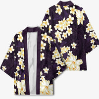 Hawaii Hibiscus Plumeria Purple Kimono Polynesian Pattern