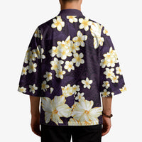 Hawaii Hibiscus Plumeria Purple Kimono Polynesian Pattern