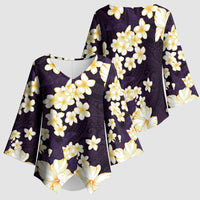 Hawaii Hibiscus Plumeria Purple Kimono Sleeve Blouse Polynesian Pattern