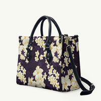Hawaii Hibiscus Plumeria Purple Leather Bag Polynesian Pattern