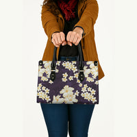 Hawaii Hibiscus Plumeria Purple Leather Bag Polynesian Pattern