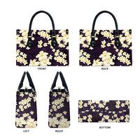 Hawaii Hibiscus Plumeria Purple Leather Bag Polynesian Pattern