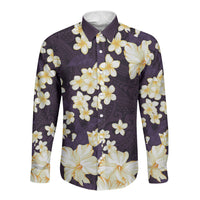 Hawaii Hibiscus Plumeria Purple Long Sleeve Button Shirt Polynesian Pattern LT01 Unisex Purple - Polynesian Pride