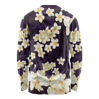 Hawaii Hibiscus Plumeria Purple Long Sleeve Shirt Polynesian Pattern