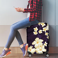 Hawaii Hibiscus Plumeria Purple Luggage Cover Polynesian Pattern