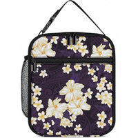 Hawaii Hibiscus Plumeria Purple Lunch Bag Polynesian Pattern
