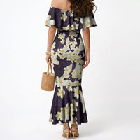 Hawaii Hibiscus Plumeria Purple Mermaid Dress Polynesian Pattern