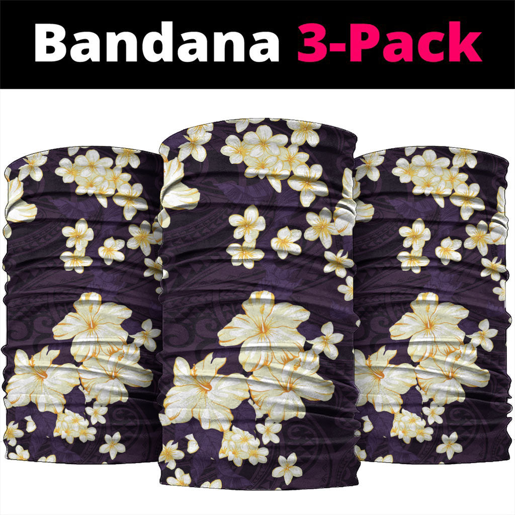 Hawaii Hibiscus Plumeria Purple Neck Gaiter Polynesian Pattern