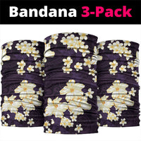 Hawaii Hibiscus Plumeria Purple Neck Gaiter Polynesian Pattern