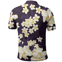Hawaii Hibiscus Plumeria Purple Polo Shirt Polynesian Pattern