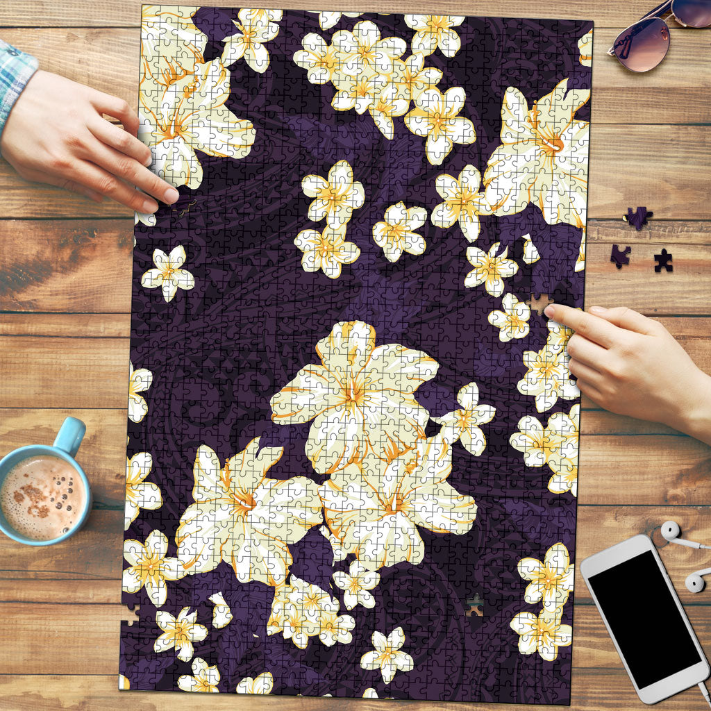 Hawaii Hibiscus Plumeria Purple Puzzle Polynesian Pattern